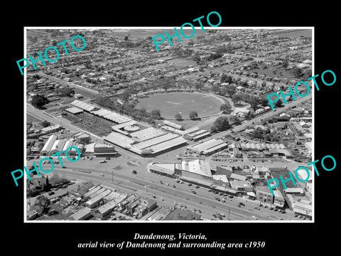 OLD LARGE HISTORIC PHOTO OF DANDENONG VICTORIA, AERIAL VIEW & SURROUNDS c1950