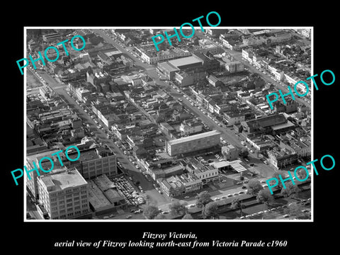 OLD LARGE HISTORIC PHOTO OF FITZROY VICTORIA, AERIAL VIEW OF VICTORIA Pde c1960