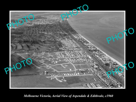 OLD LARGE HISTORIC PHOTO OF MELBOURNE VICTORIA, EDITHVALE & ASPENDALE c1960