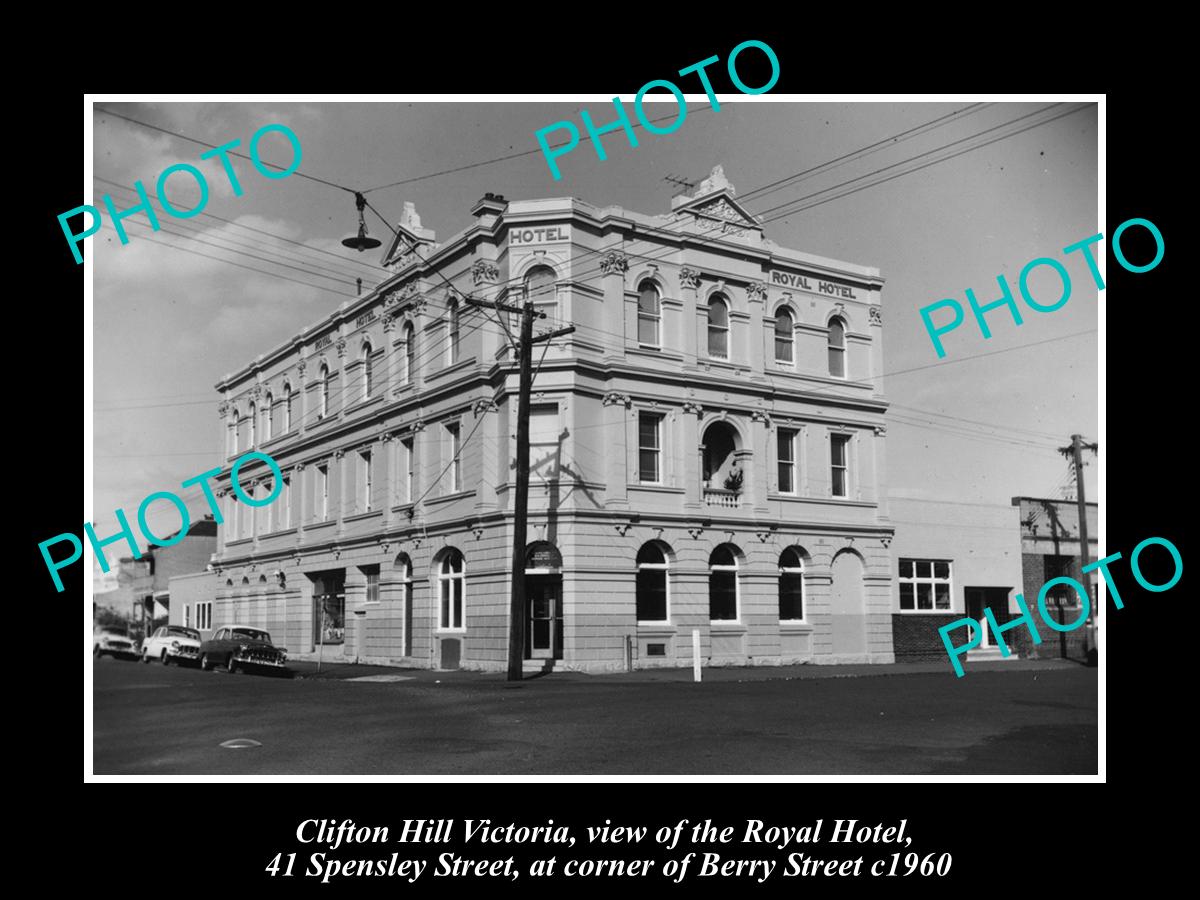 OLD LARGE HISTORIC PHOTO CLIFTON HILL VICTORIA, VIEW OF THE ROYAL HOTEL c1960