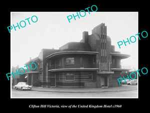 OLD LARGE HISTORIC PHOTO CLIFTON HILL VICTORIA, THE UNITED KINGDOM HOTEL c1960