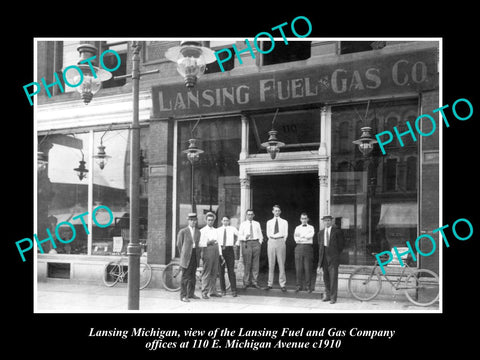 OLD LARGE HISTORIC PHOTO OF LANSING MICHIGAN, THE LANSING FUEL & GAS Co c1910