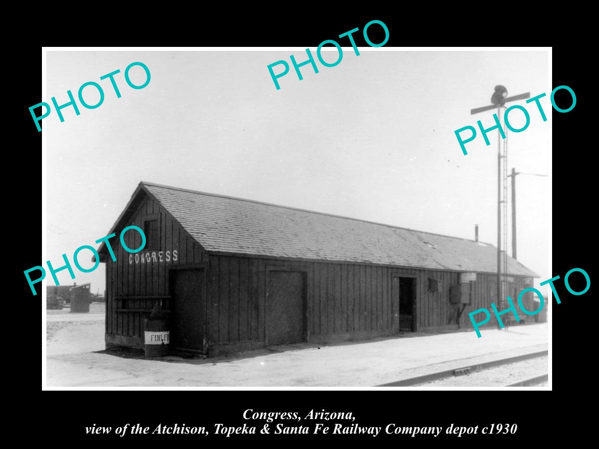 OLD LARGE HISTORIC PHOTO CONGRESS ARIZONA, THE SANTA FE RAILROAD DEPOT c1930