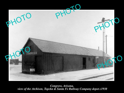 OLD LARGE HISTORIC PHOTO CONGRESS ARIZONA, THE SANTA FE RAILROAD DEPOT c1930