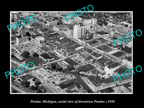 OLD LARGE HISTORIC PHOTO OF PONTIAC MICHIGAN, AERIAL VIEW OF THE CITY c1950 2