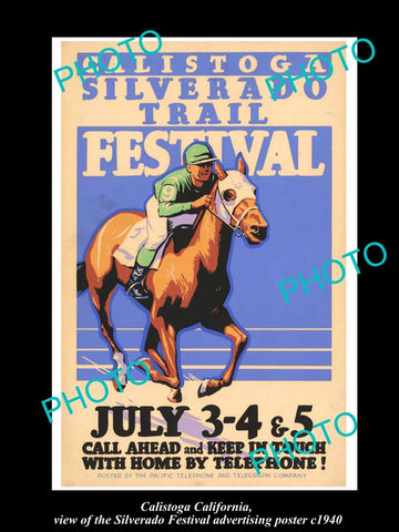 OLD LARGE HISTORIC PHOTO OF CALISTOGA CALIFORNIA, THE SILVERADO FESTIVAL c1940 1