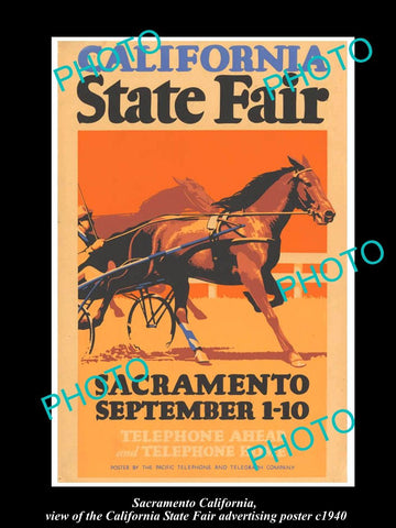 OLD LARGE HISTORIC PHOTO OF SACRAMENTO CALIFORNIA, THE STATE FAIR POSTER c1940 3