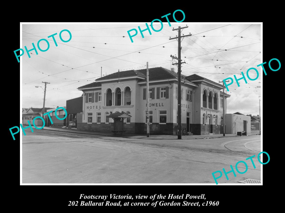 OLD LARGE HISTORIC PHOTO FOOTSCRAY VICTORIA, VIEW OF THE POWELL HOTEL c1960