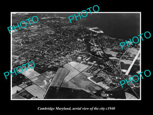 OLD LARGE HISTORIC PHOTO OF CAMBRIDGE MARYLAND, AERIAL VIEW OF THE CITY c1940 1