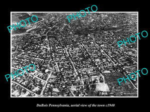 OLD LARGE HISTORIC PHOTO OF DUBOIS PENNSYLVANIA, AERIAL VIEW OF TOWN c1940 1