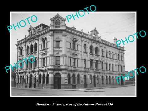 OLD LARGE HISTORIC PHOTO HAWTHORN VICTORIA, VIEW OF THE AUBURN HOTEL c1930