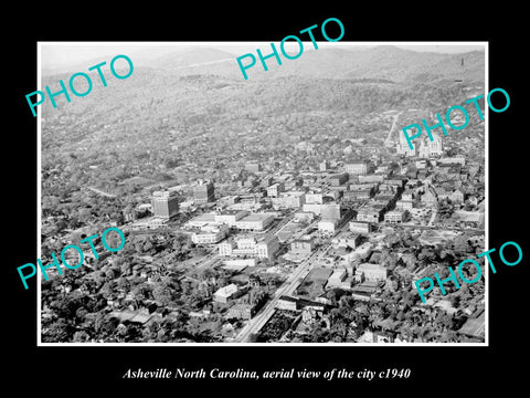 OLD LARGE HISTORIC PHOTO OF ASHEVILLE NORTH CAROLINA, AERIAL VIEW OF CITY 1940 1