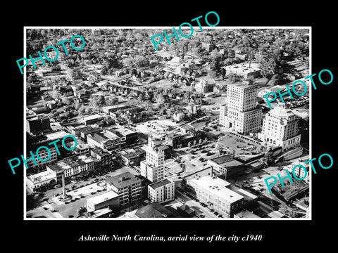 OLD LARGE HISTORIC PHOTO OF ASHEVILLE NORTH CAROLINA, AERIAL VIEW OF CITY 1940 2