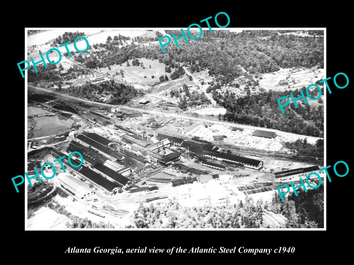 OLD LARGE HISTORIC PHOTO OF ATLANTA GEORGIA, AERIAL VIEW OF ATLANTIC STEEL c1940