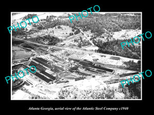 OLD LARGE HISTORIC PHOTO OF ATLANTA GEORGIA, AERIAL VIEW OF ATLANTIC STEEL c1940