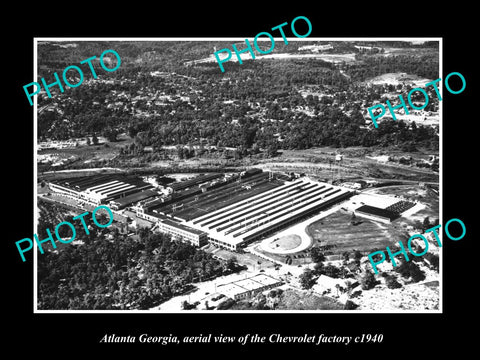 OLD LARGE HISTORIC PHOTO OF ATLANTA GEORGIA, AERIAL VIEW OF CHEVROLET Co c1940