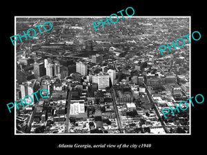 OLD LARGE HISTORIC PHOTO OF ATLANTA GEORGIA, AERIAL VIEW OF THE CITY c1940