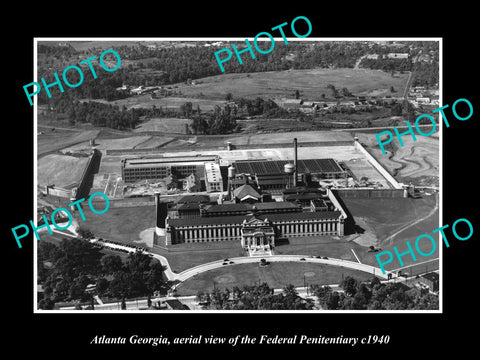 OLD LARGE HISTORIC PHOTO OF ATLANTA GEORGIA, AERIAL VIEW OF PENITENTIARY c1940