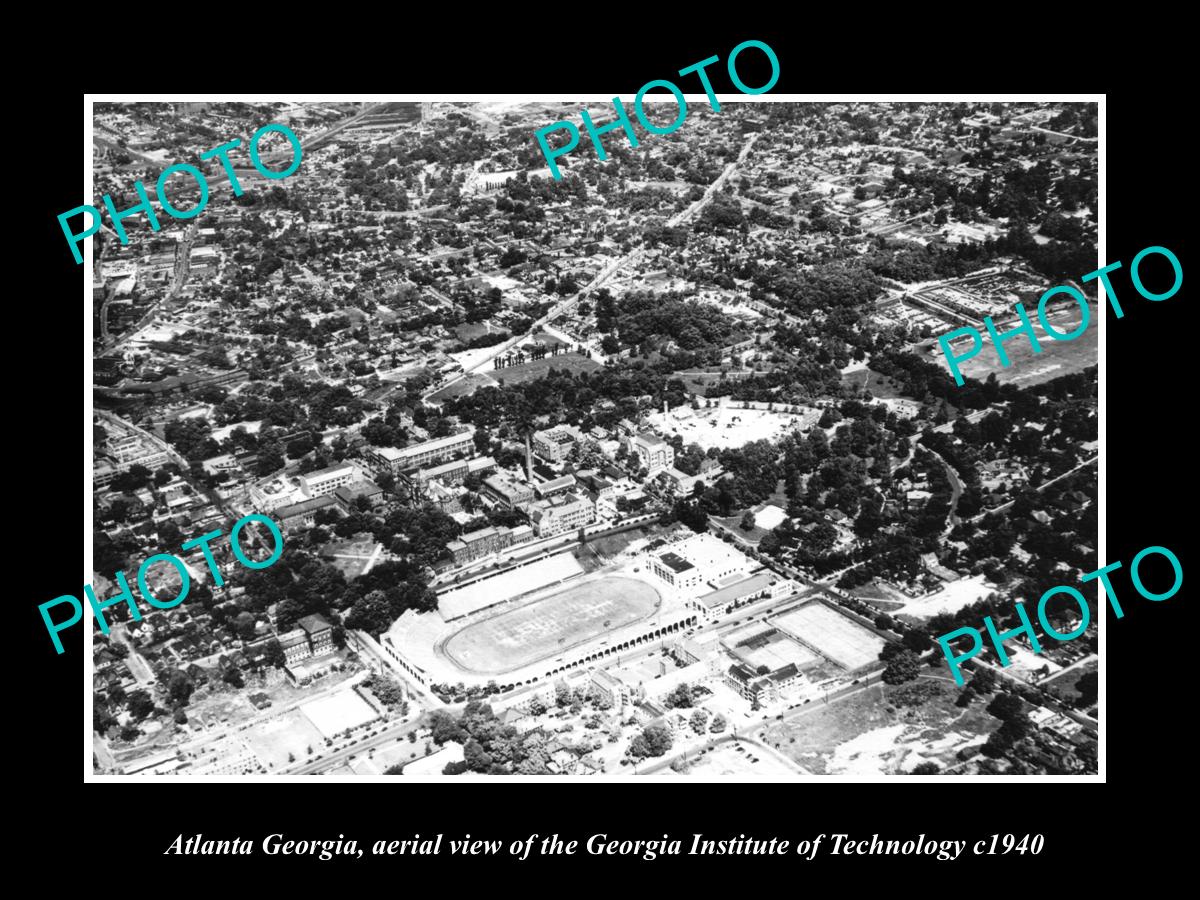 OLD LARGE HISTORIC PHOTO OF ATLANTA GEORGIA, AERIAL VIEW OF GEORGIA TECH c1940