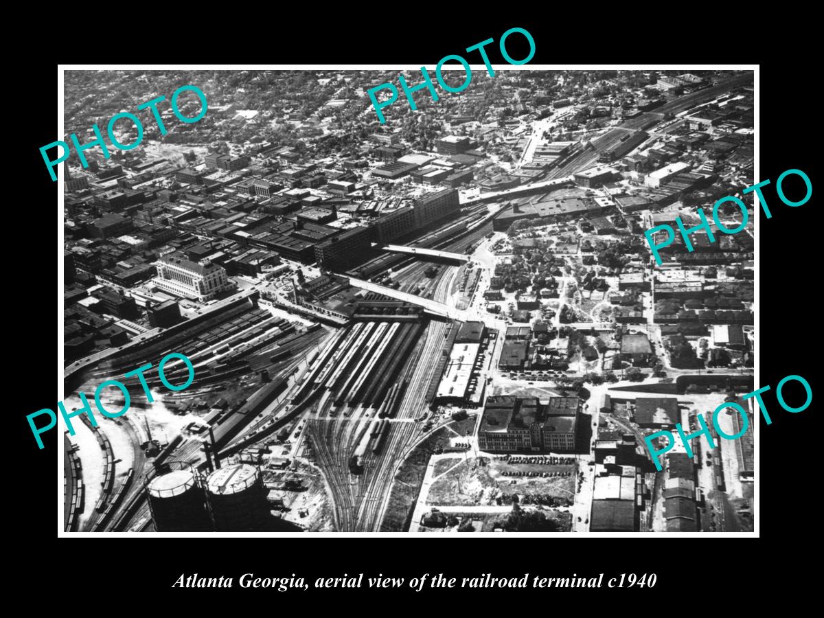 OLD LARGE HISTORIC PHOTO OF ATLANTA GEORGIA, AERIAL VIEW RAILROAD STATION 1940 2