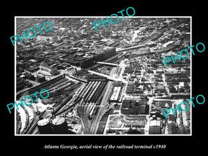 OLD LARGE HISTORIC PHOTO OF ATLANTA GEORGIA, AERIAL VIEW RAILROAD STATION 1940 2