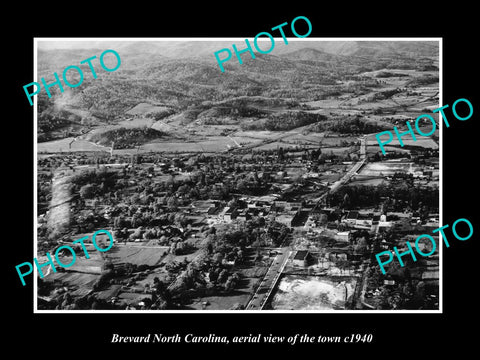 OLD LARGE HISTORIC PHOTO OF BREVARD NORTH CAROLINA AERIAL VIEW OF THE TOWN c1940