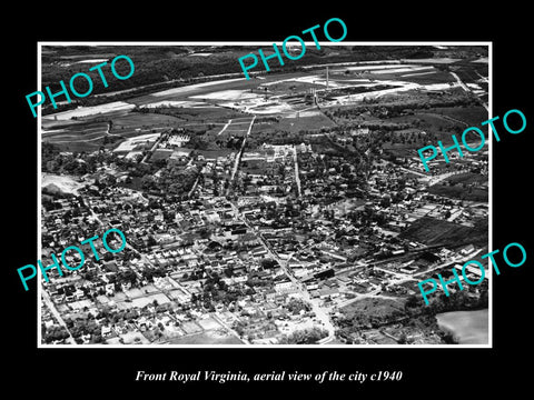 OLD LARGE HISTORIC PHOTO OF FRONT ROYAL VIRGINIA, AERIAL VIEW OF THE CITY c1940