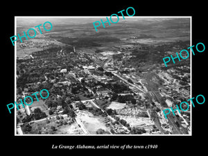 OLD LARGE HISTORIC PHOTO OF LA GRANGE ALABAMA, AERIAL VIEW OF THE TOWN c1940