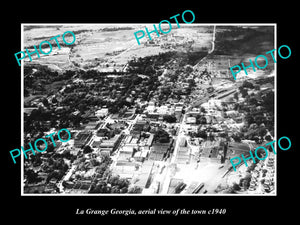 OLD LARGE HISTORIC PHOTO OF LA GRANGE GEORGIA, AERIAL VIEW OF THE TOWN c1940