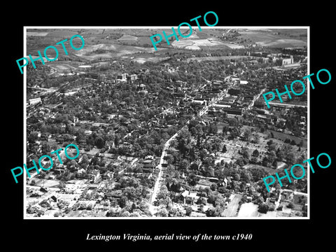 OLD LARGE HISTORIC PHOTO OF LEXINGTON VIRGINIA, AERIAL VIEW OF THE TOWN c1940