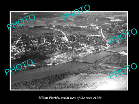 OLD LARGE HISTORIC PHOTO OF MILTON FLORIDA, AERIAL VIEW OF THE TOWN c1940 2