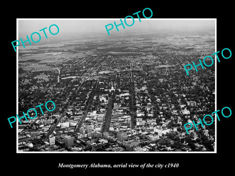 OLD LARGE HISTORIC PHOTO OF MONTGOMERY ALABAMA, AERIAL VIEW OF THE CITY c1940