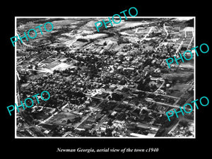 OLD LARGE HISTORIC PHOTO OF NEWMAN GEORGIA, AERIAL VIEW OF THE TOWN c1940