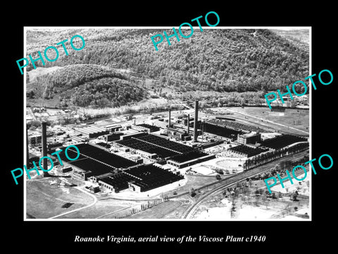 OLD LARGE HISTORIC PHOTO OF ROANOKE VIRGINIA, AERIAL VIEW OF VISCOSE PLANT c1940