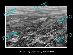 OLD LARGE HISTORIC PHOTO OF TOCCOA GEORGIA, AERIAL VIEW OF THE TOWN c1940