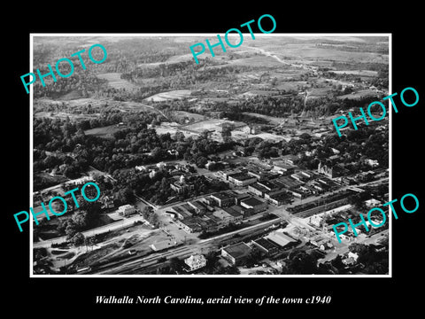 OLD LARGE HISTORIC PHOTO OF WALHALLA NORTH CAROLINA, AERIAL VIEW OF TOWN c1940