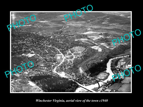 OLD LARGE HISTORIC PHOTO OF WINCHESTER VIRGINIA, AERIAL VIEW OF TOWN c1940 2