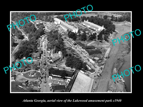 OLD LARGE HISTORIC PHOTO OF ATLANTA GEORGIA, AERIAL VIEW OF LAKEWOOD PARK c1940