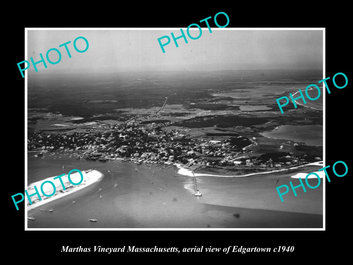 OLD HISTORIC PHOTO OF MARTHAS VINEYARD MASSACHUSETTS, VIEW OF EDGARTOWN c1940 2