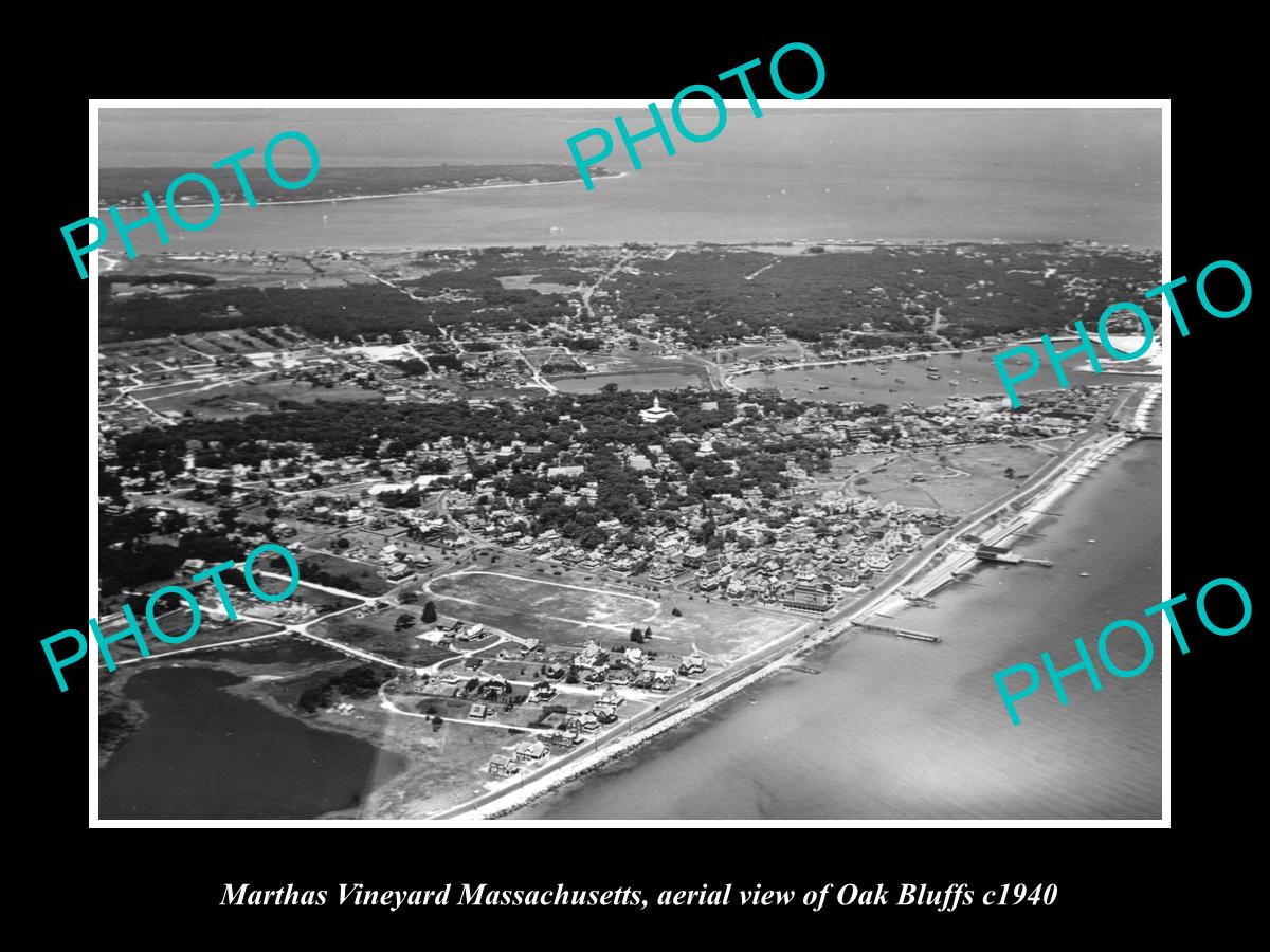 OLD HISTORIC PHOTO OF MARTHAS VINEYARD MASSACHUSETTS, VIEW OF OAK BLUFFS c1940 1