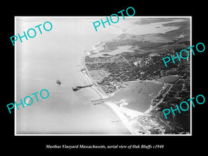 OLD HISTORIC PHOTO OF MARTHAS VINEYARD MASSACHUSETTS, VIEW OF OAK BLUFFS c1940 2