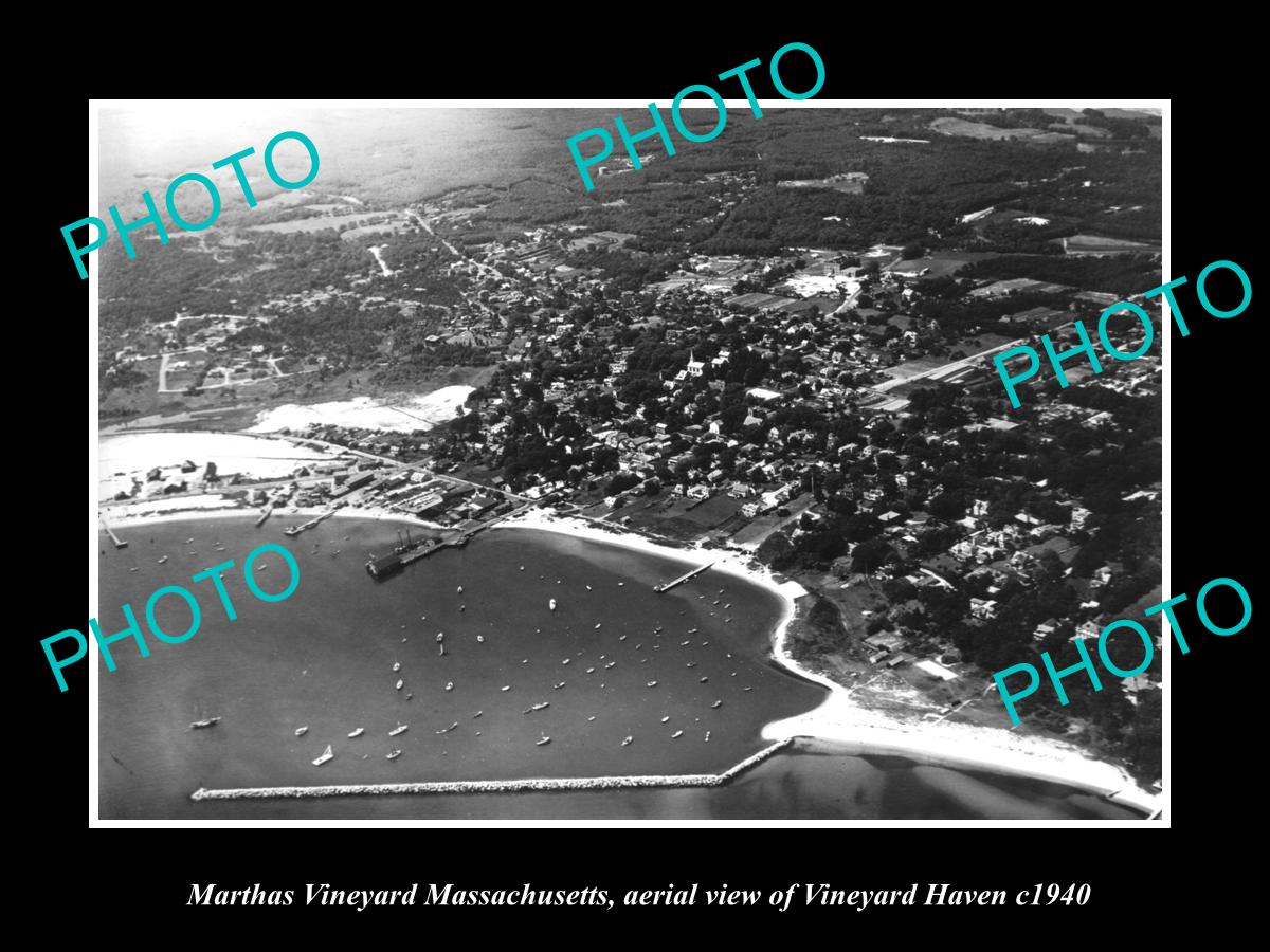 OLD HISTORIC PHOTO MARTHAS VINEYARD MASSACHUSETTS, VIEW OF VINEYARD HAVEN c1940