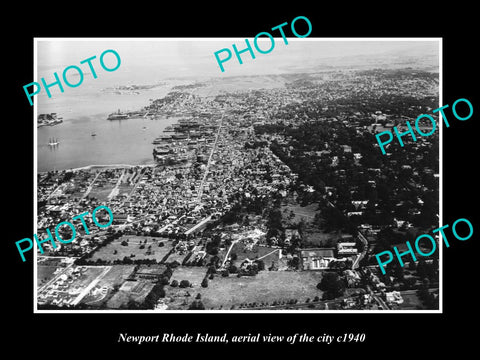 OLD LARGE HISTORIC PHOTO OF NEWPORT RHODE ISLAND, AERIAL VIEW OF THE CITY 1940 1