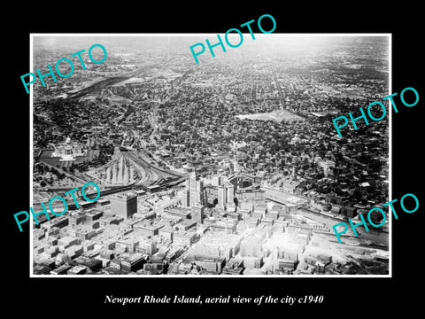 OLD LARGE HISTORIC PHOTO OF NEWPORT RHODE ISLAND, AERIAL VIEW OF THE CITY 1940 2