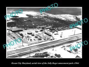 OLD LARGE HISTORIC PHOTO OF OCEAN CITY MARYLAND, JOLLY ROGER AMUSEMENT PARK 1964