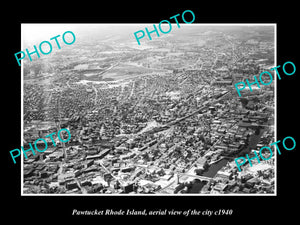 OLD LARGE HISTORIC PHOTO OF PAWTUCKET RHODE ISLAND AERIAL VIEW OF THE CITY c1940