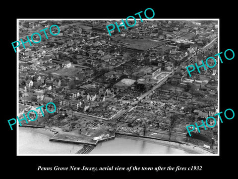 OLD LARGE HISTORIC PHOTO OF PENNS GROVE NEW JERSEY, AERIAL VIEW OF TOWN c1932 1