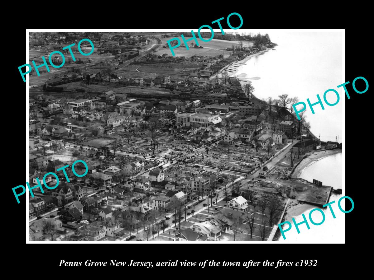 OLD LARGE HISTORIC PHOTO OF PENNS GROVE NEW JERSEY, AERIAL VIEW OF TOWN c1932 2