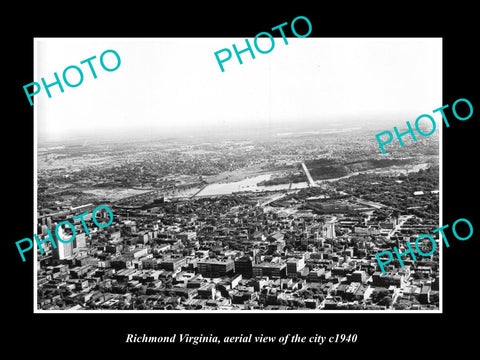 OLD LARGE HISTORIC PHOTO OF RICHMOND VIRGINIA, AERIAL VIEW OF THE CITY c1940 2