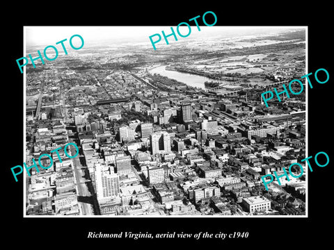 OLD LARGE HISTORIC PHOTO OF RICHMOND VIRGINIA, AERIAL VIEW OF THE CITY c1940 3